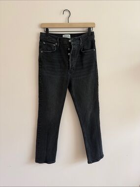 Agolde Washed Black High-Rise Button-Fly Jeans